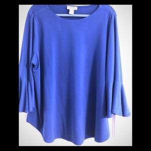 Pretty periwinkle blue bell sleeved blouse